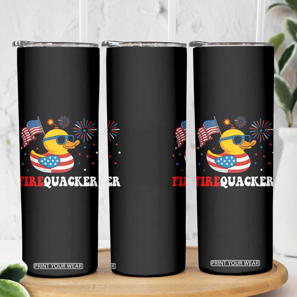 Funny July 4th Skinny Tumbler Patriotic Duck Firequacker American Flag TS10 Print Your Wear