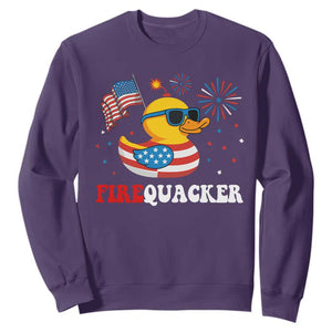 Funny July 4th Sweatshirt Patriotic Duck Firequacker American Flag TS10 Purple Print Your Wear