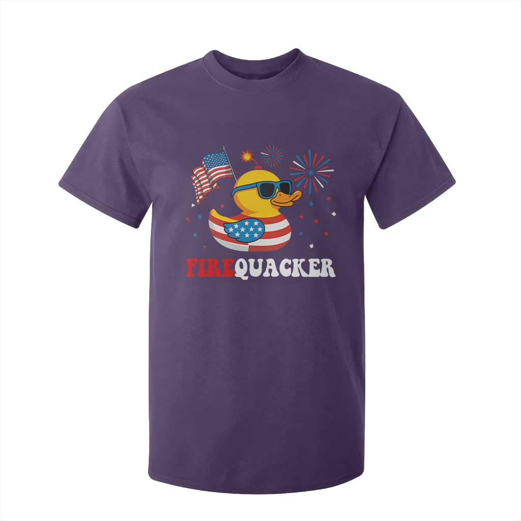 Funny July 4th T Shirt For Kid Patriotic Duck Firequacker American Flag TS10 Purple Print Your Wear