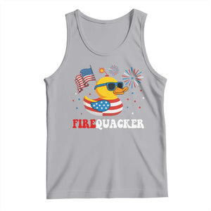 Funny July 4th Tank Top Patriotic Duck Firequacker American Flag TS10 Athletic Heather Print Your Wear