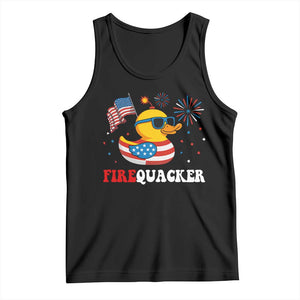 Funny July 4th Tank Top Patriotic Duck Firequacker American Flag TS10 Black Print Your Wear