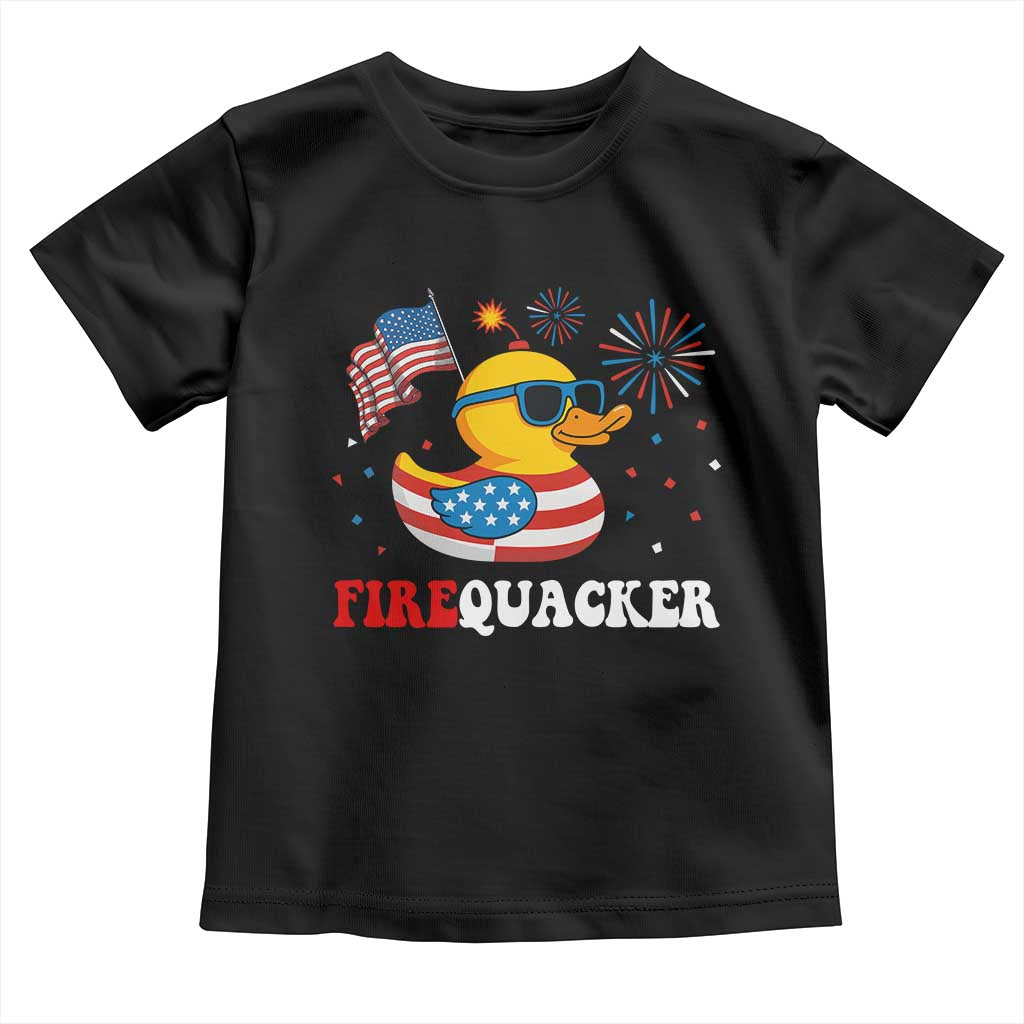 Funny July 4th Toddler T Shirt Patriotic Duck Firequacker American Flag TS10 Black Print Your Wear