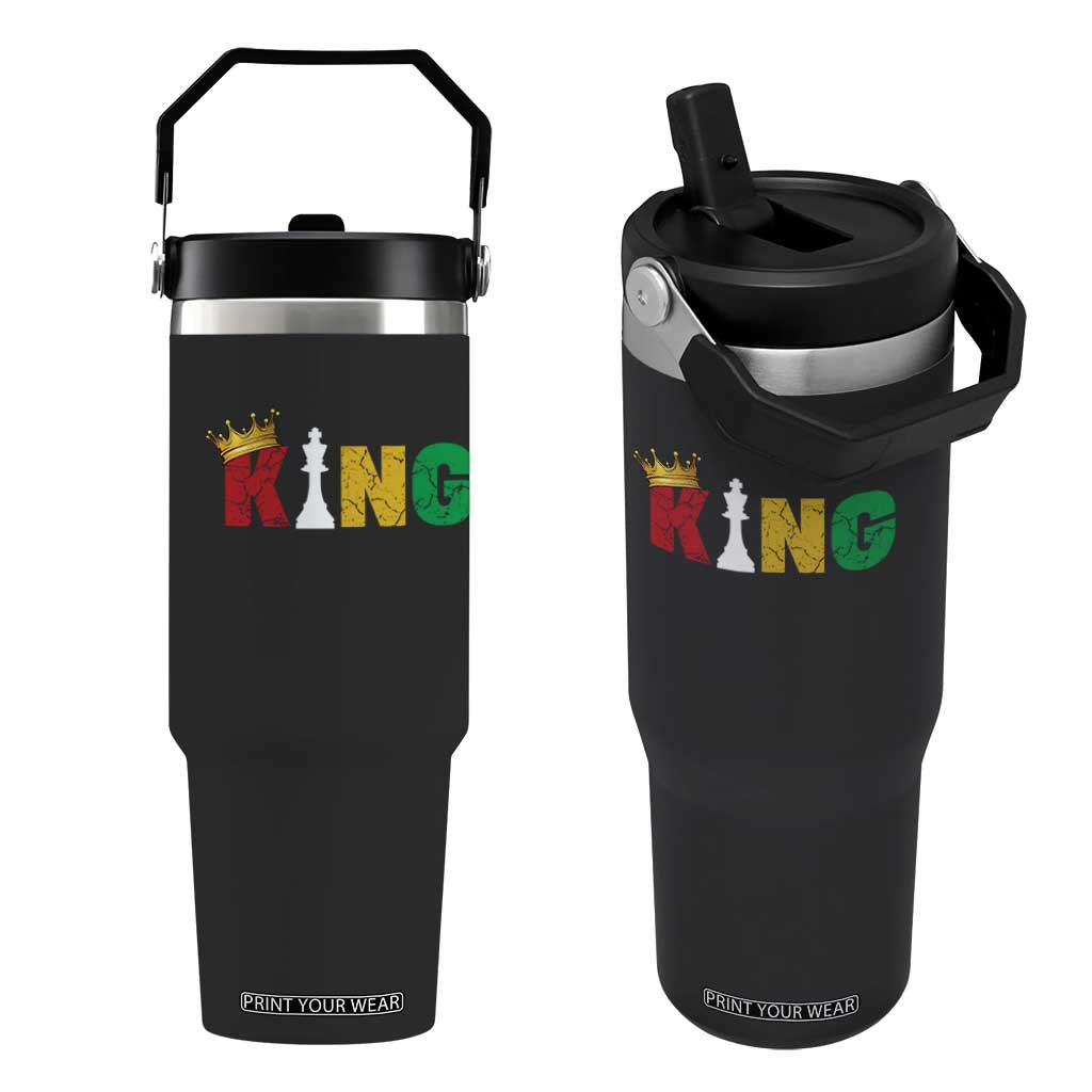 Funny Juneteenth King Flip Straw Tumbler Black Father Chess African American TS11 One Size: 30 oz Black Print Your Wear