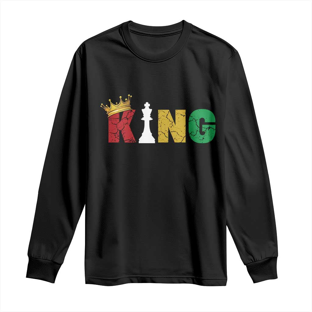 Funny Juneteenth King Long Sleeve Shirt Black Father Chess African American TS11 Black Print Your Wear