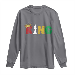 Funny Juneteenth King Long Sleeve Shirt Black Father Chess African American TS11 Charcoal Print Your Wear
