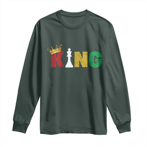 Funny Juneteenth King Long Sleeve Shirt Black Father Chess African American TS11 Dark Forest Green Print Your Wear