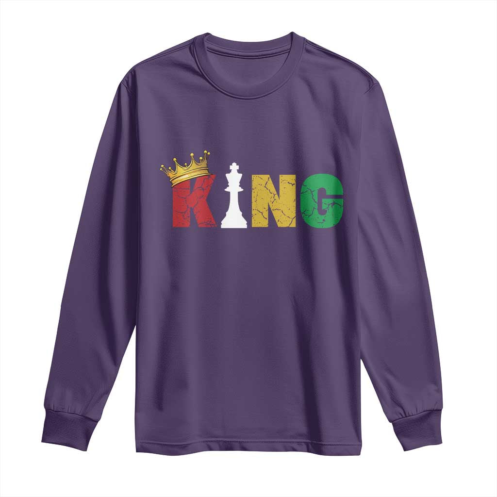 Funny Juneteenth King Long Sleeve Shirt Black Father Chess African American TS11 Purple Print Your Wear