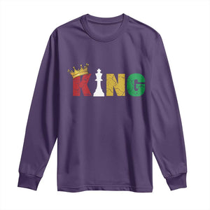 Funny Juneteenth King Long Sleeve Shirt Black Father Chess African American TS11 Purple Print Your Wear