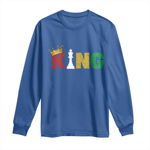 Funny Juneteenth King Long Sleeve Shirt Black Father Chess African American TS11 Royal Blue Print Your Wear