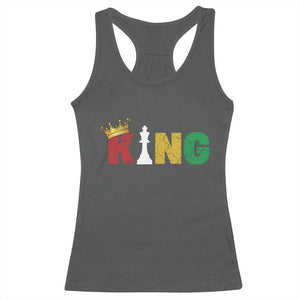 Funny Juneteenth King Racerback Tank Top Black Father Chess African American TS11 Dark Heather Print Your Wear