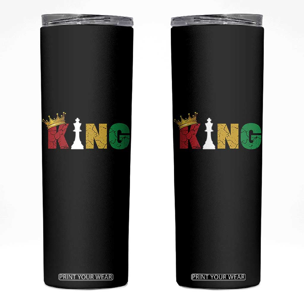 Funny Juneteenth King Skinny Tumbler Black Father Chess African American TS11 Black Print Your Wear