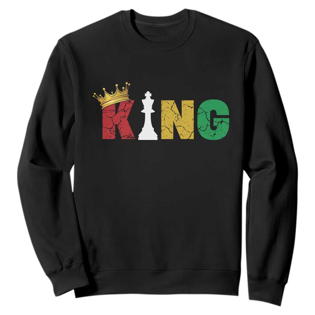 Funny Juneteenth King Sweatshirt Black Father Chess African American TS11 Black Print Your Wear