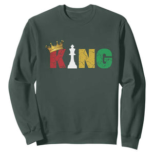 Funny Juneteenth King Sweatshirt Black Father Chess African American TS11 Dark Forest Green Print Your Wear