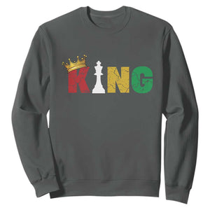 Funny Juneteenth King Sweatshirt Black Father Chess African American TS11 Dark Heather Print Your Wear