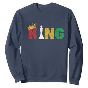 Funny Juneteenth King Sweatshirt Black Father Chess African American TS11 Navy Print Your Wear