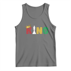 Funny Juneteenth King Tank Top Black Father Chess African American TS11 Black Heather Print Your Wear