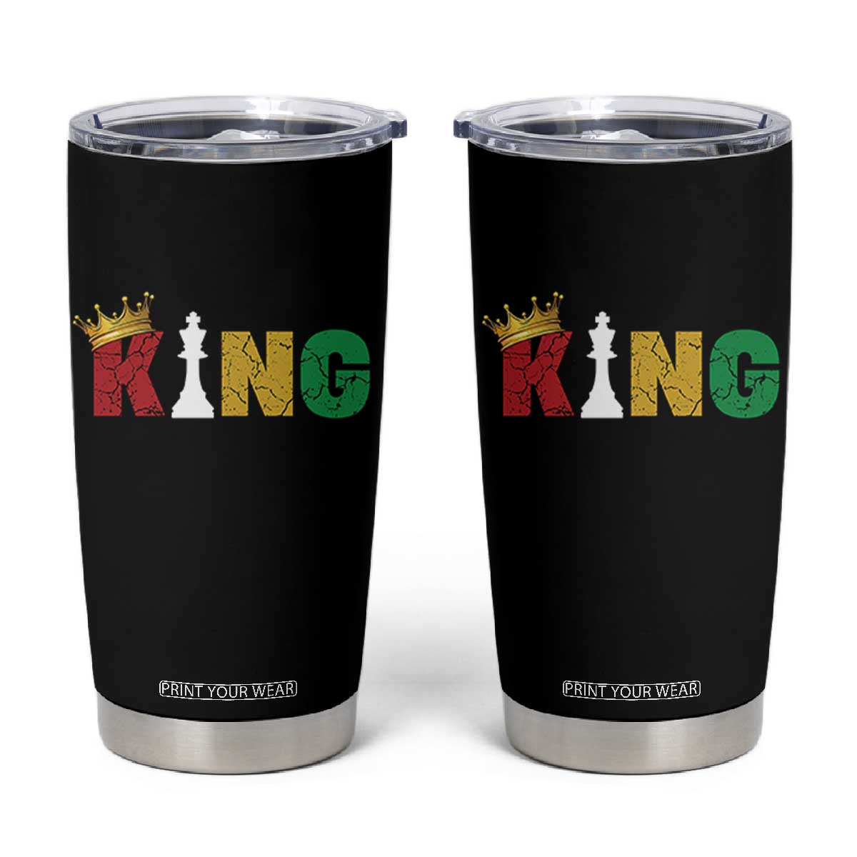 Funny Juneteenth King Tumbler Cup Black Father Chess African American TS11 Black Print Your Wear