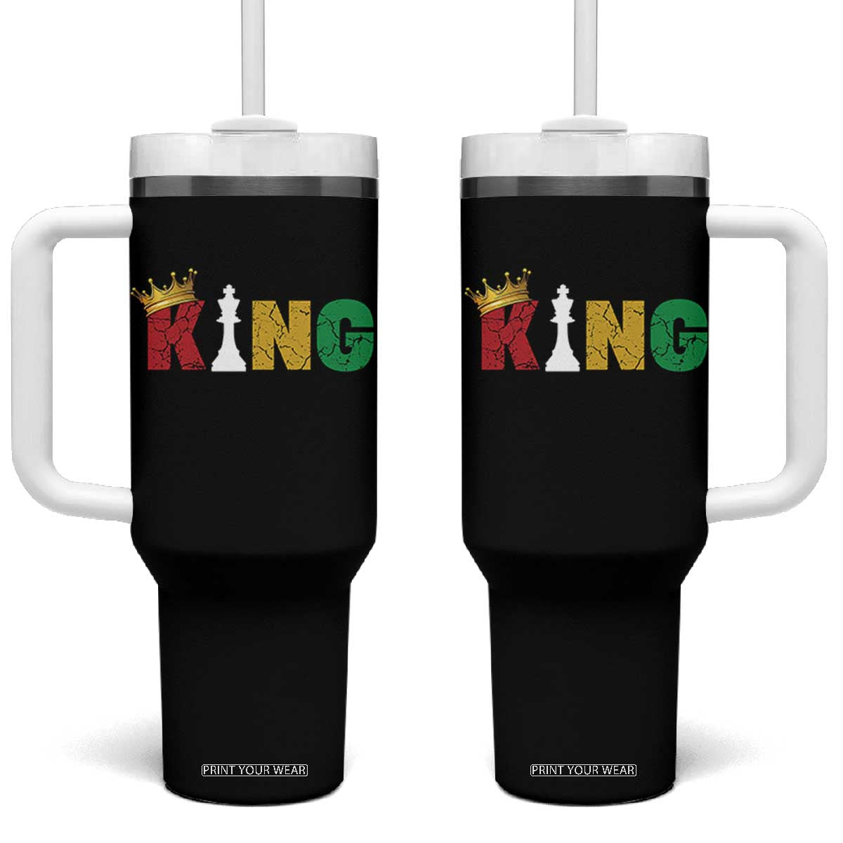 Funny Juneteenth King Tumbler With Handle Black Father Chess African American TS11 One Size: 40 oz Black Print Your Wear