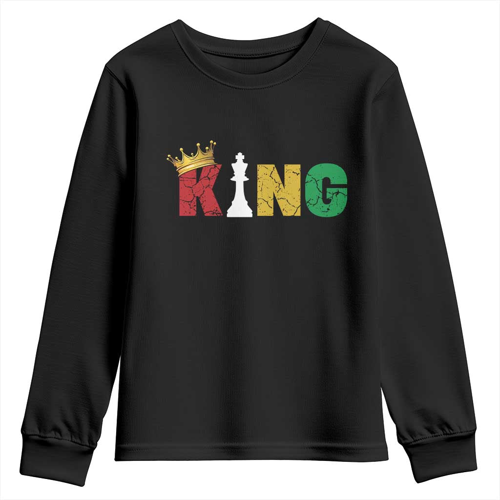 Funny Juneteenth King Youth Sweatshirt Black Father Chess African American TS11 Black Print Your Wear