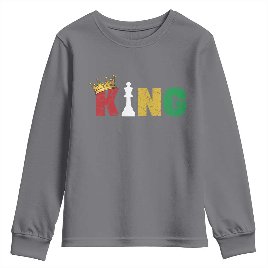Funny Juneteenth King Youth Sweatshirt Black Father Chess African American TS11 Charcoal Print Your Wear