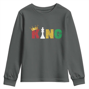Funny Juneteenth King Youth Sweatshirt Black Father Chess African American TS11 Dark Heather Print Your Wear