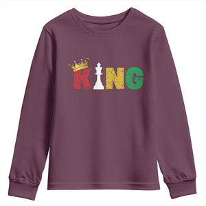 Funny Juneteenth King Youth Sweatshirt Black Father Chess African American TS11 Maroon Print Your Wear