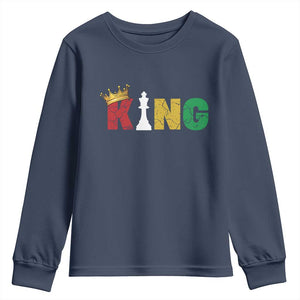 Funny Juneteenth King Youth Sweatshirt Black Father Chess African American TS11 Navy Print Your Wear