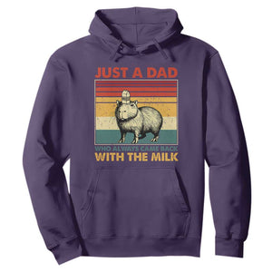 Funny Just A Dad Who Always Came Back With The Milk Hoodie Capybara Father's Day TS11 Purple Print Your Wear