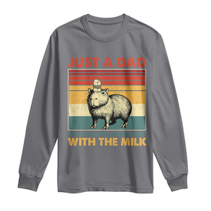 Funny Just A Dad Who Always Came Back With The Milk Long Sleeve Shirt Capybara Father's Day TS11 Charcoal Print Your Wear
