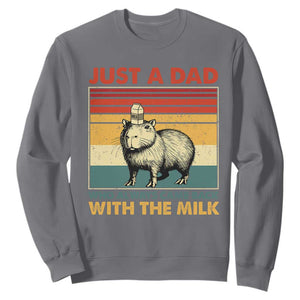 Funny Just A Dad Who Always Came Back With The Milk Sweatshirt Capybara Father's Day TS11 Charcoal Print Your Wear
