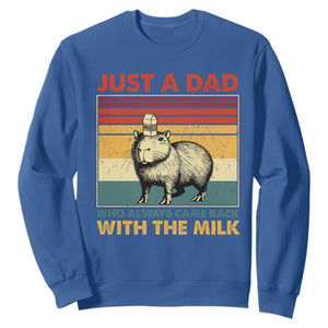 Funny Just A Dad Who Always Came Back With The Milk Sweatshirt Capybara Father's Day TS11 Royal Blue Print Your Wear