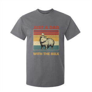 Funny Just A Dad Who Always Came Back With The Milk T Shirt For Kid Capybara Father's Day TS11 Charcoal Print Your Wear