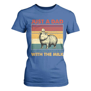 Funny Just A Dad Who Always Came Back With The Milk T Shirt For Women Capybara Father's Day TS11 Royal Blue Print Your Wear