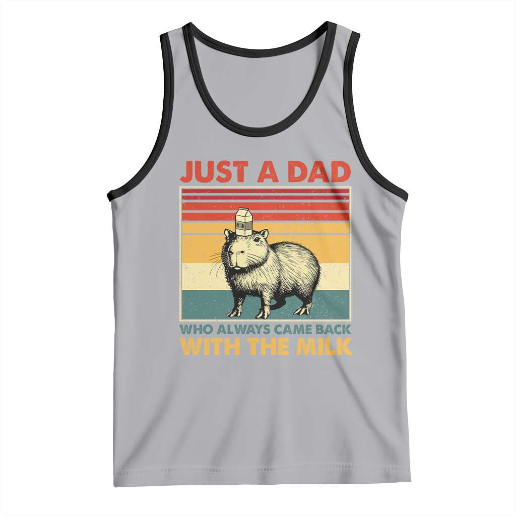Funny Just A Dad Who Always Came Back With The Milk Tank Top Capybara Father's Day TS11 Athletic Heather Black Print Your Wear