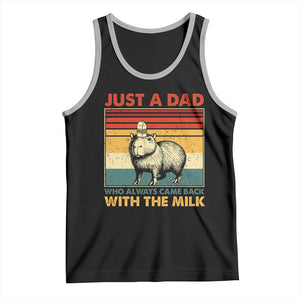 Funny Just A Dad Who Always Came Back With The Milk Tank Top Capybara Father's Day TS11 Black Athletic Heather Print Your Wear
