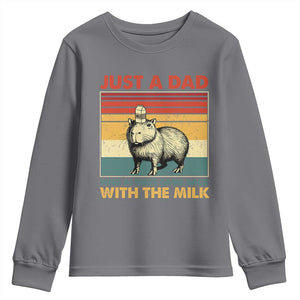 Funny Just A Dad Who Always Came Back With The Milk Youth Sweatshirt Capybara Father's Day TS11 Charcoal Print Your Wear
