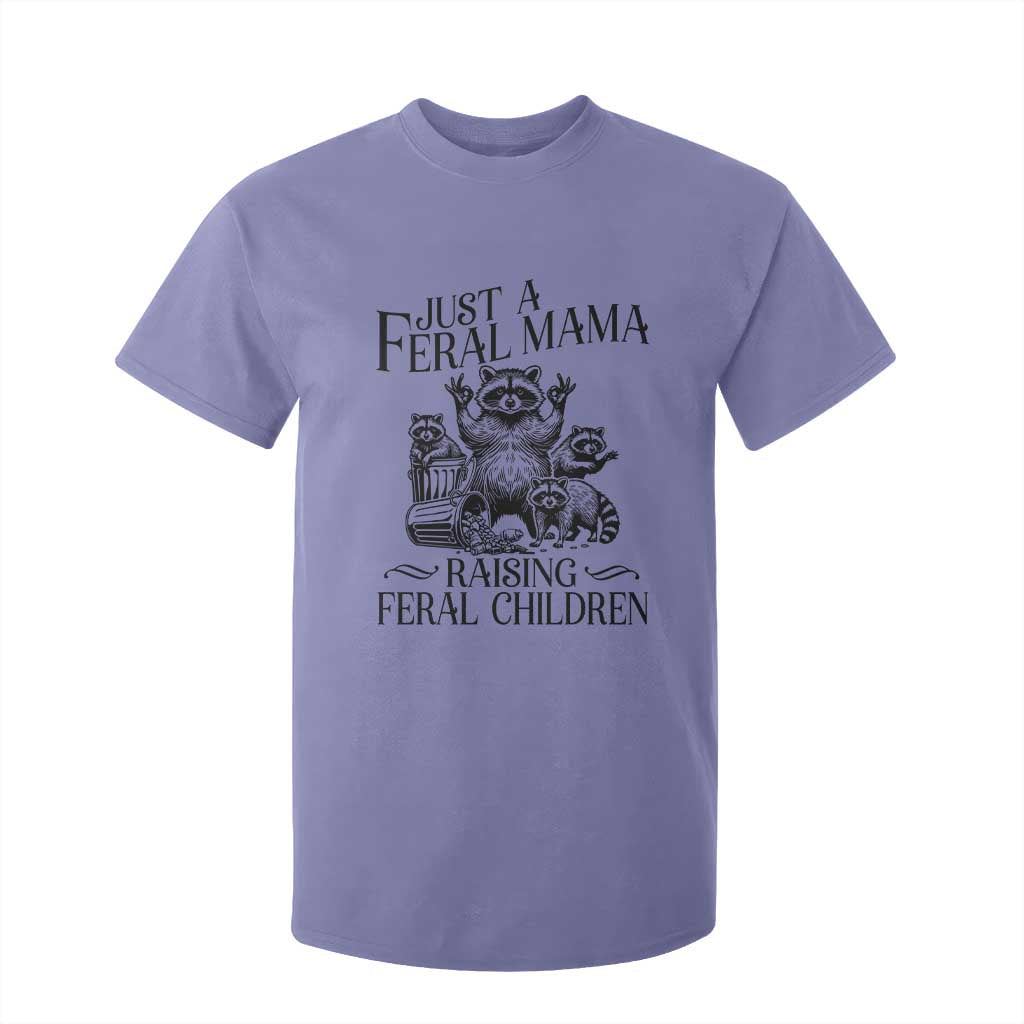 Funny Just A Feral Mama Raising Feral Children T Shirt For Kid Raccoon Mother's Day TS11 Violet Print Your Wear