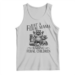 Funny Just A Feral Mama Raising Feral Children Tank Top Raccoon Mother's Day TS11 Ash Print Your Wear