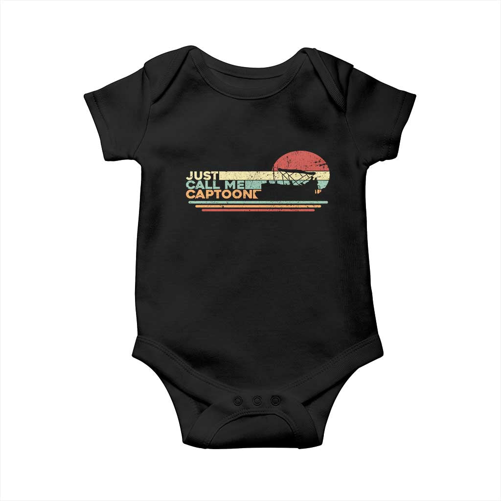 Funny Just Call Me Captoon Baby Onesie Pontoon Boat Captain TS11 Black Print Your Wear