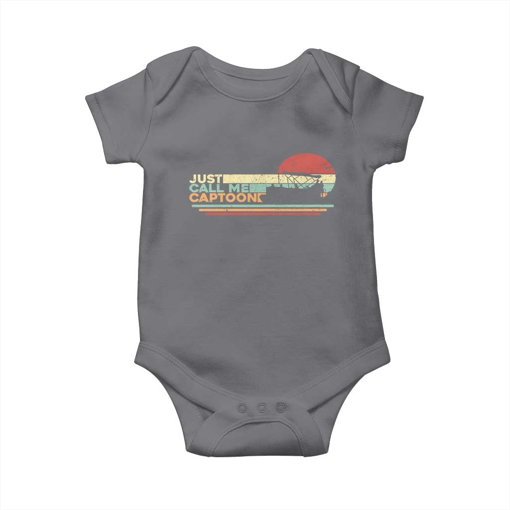 Funny Just Call Me Captoon Baby Onesie Pontoon Boat Captain TS11 Charcoal Print Your Wear