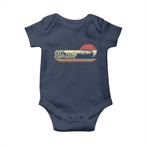 Funny Just Call Me Captoon Baby Onesie Pontoon Boat Captain TS11 Navy Print Your Wear