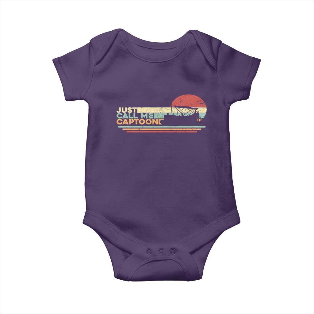 Funny Just Call Me Captoon Baby Onesie Pontoon Boat Captain TS11 Purple Print Your Wear