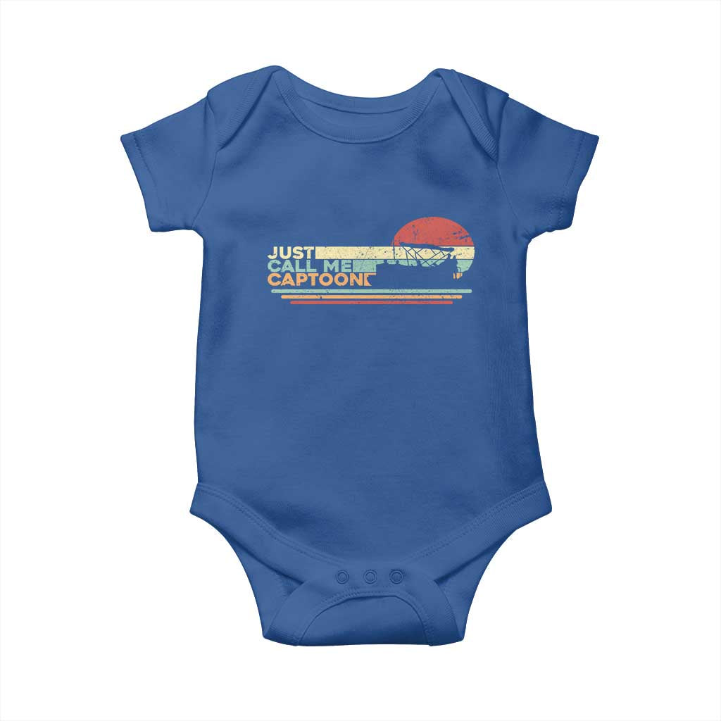 Funny Just Call Me Captoon Baby Onesie Pontoon Boat Captain TS11 Royal Blue Print Your Wear