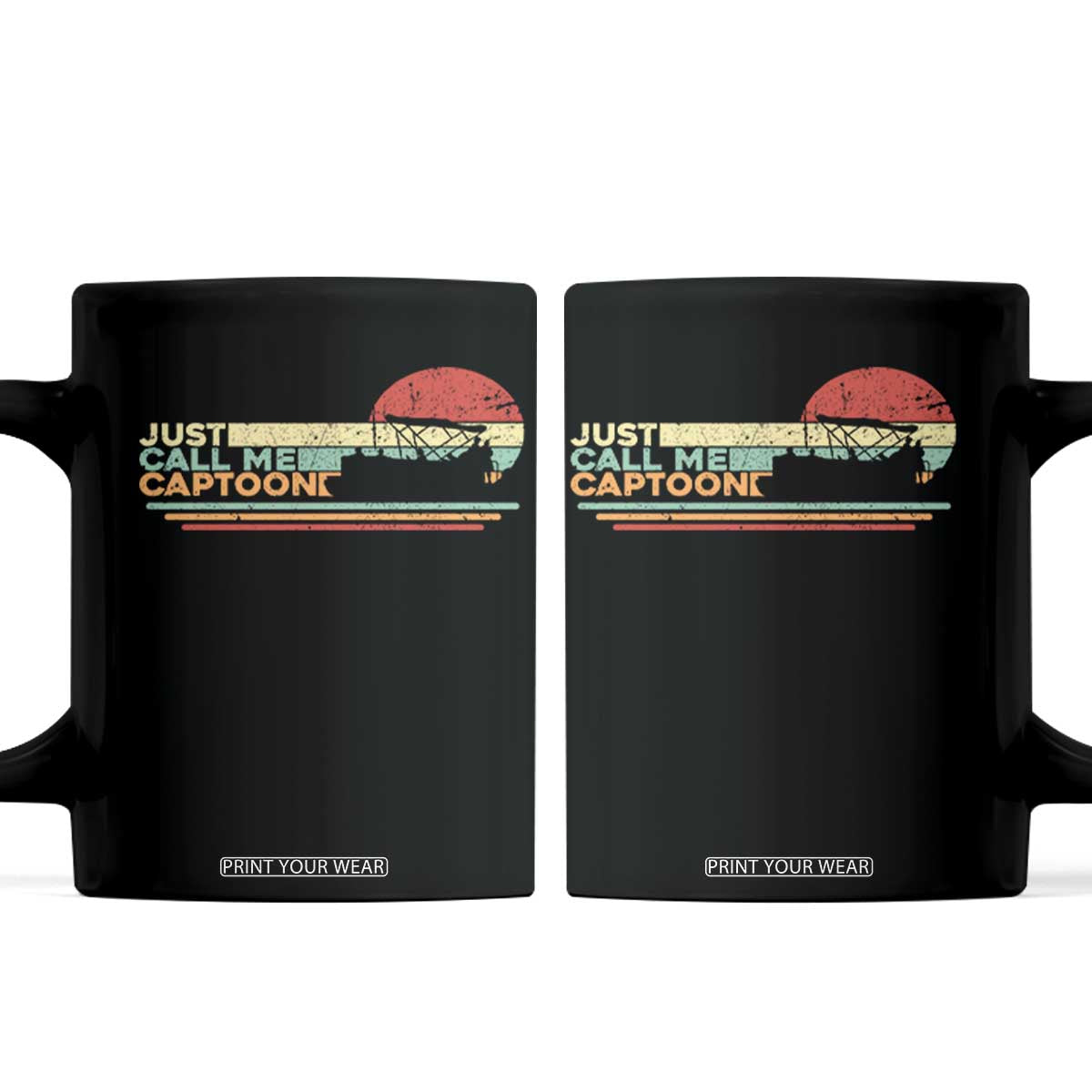 Funny Just Call Me Captoon Coffee Mug Pontoon Boat Captain TS11 Black Print Your Wear