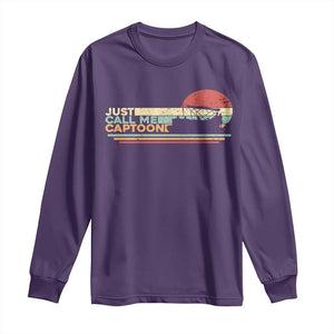 Funny Just Call Me Captoon Long Sleeve Shirt Pontoon Boat Captain TS11 Purple Print Your Wear