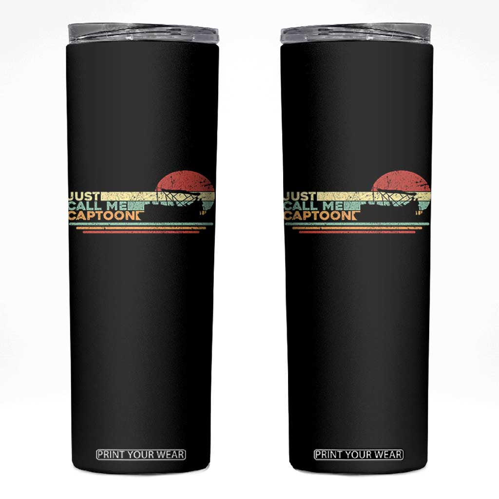 Funny Just Call Me Captoon Skinny Tumbler Pontoon Boat Captain TS11 Black Print Your Wear