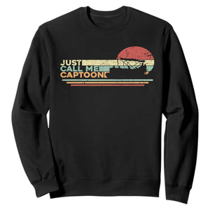 Funny Just Call Me Captoon Sweatshirt Pontoon Boat Captain TS11 Black Print Your Wear