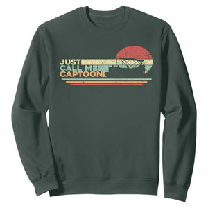 Funny Just Call Me Captoon Sweatshirt Pontoon Boat Captain TS11 Dark Forest Green Print Your Wear