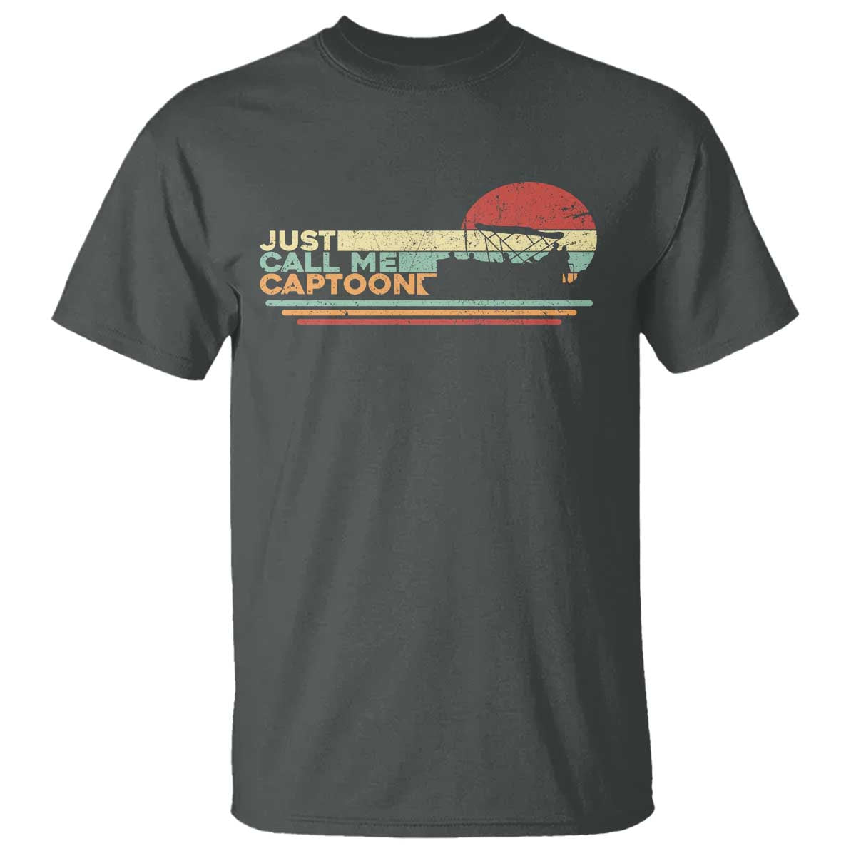 Funny Just Call Me Captoon T Shirt Pontoon Boat Captain TS11 Dark Heather Print Your Wear