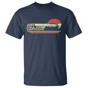 Funny Just Call Me Captoon T Shirt Pontoon Boat Captain TS11 Navy Print Your Wear